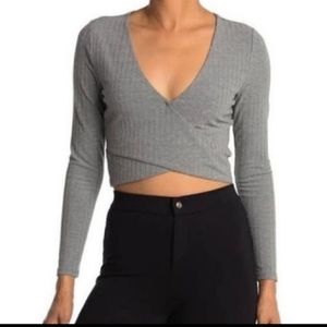 NWT Nordstrom Ribbed Sophie Rue  Surplice V-NECKLINE Crop Top Nordstrom